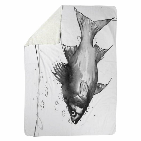 Begin Home Decor 60 x 80 in. Swimming Fish-Sherpa Fleece Blanket 5545-6080-AN450